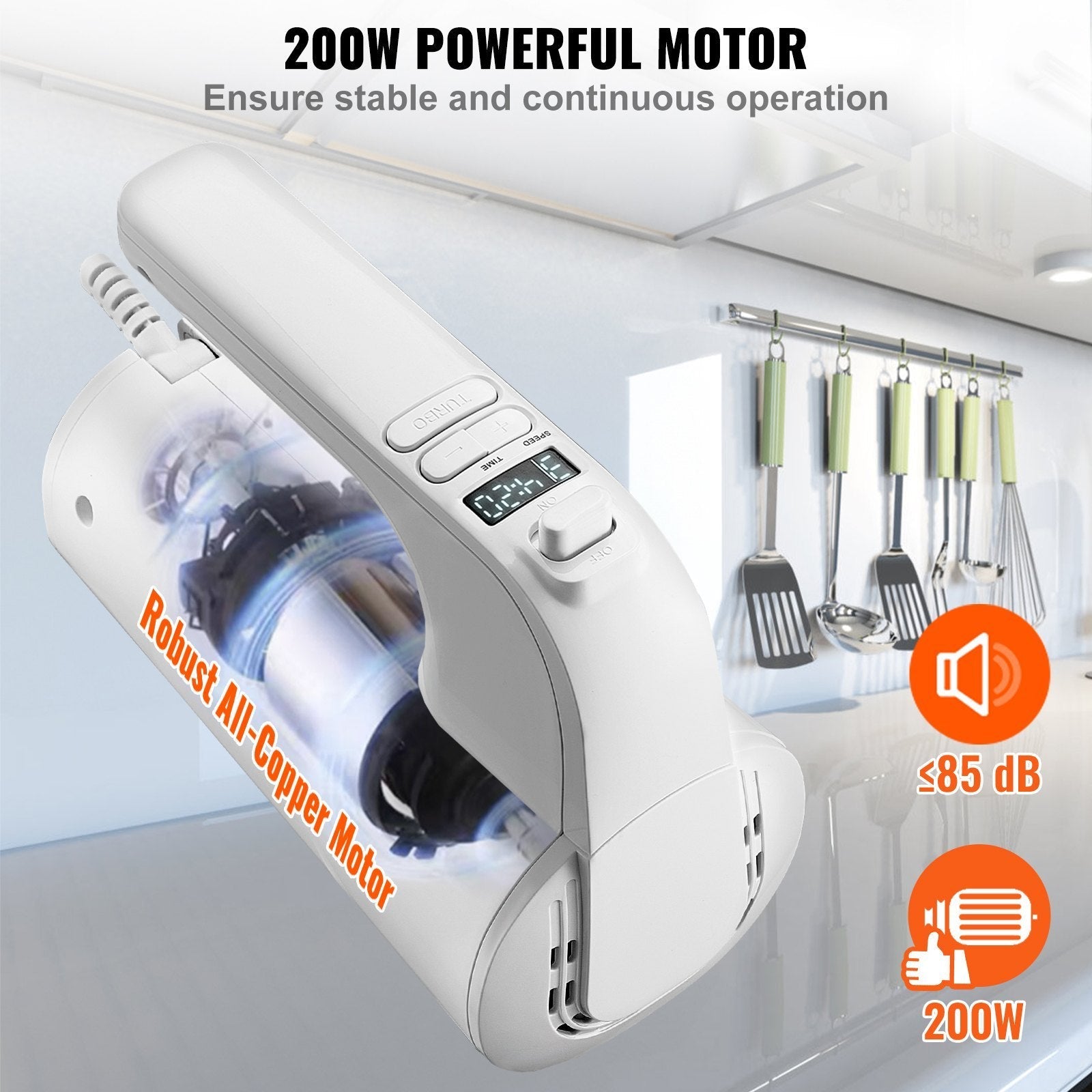 🍰 Digital Electric Hand Mixer – 5-Speed, 200W, Turbo-Boost CJ US