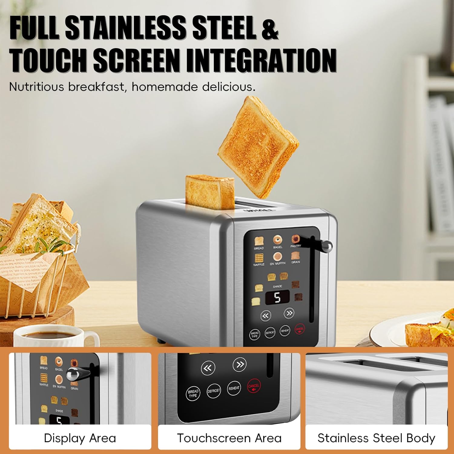 Smart 2-Slice Toaster with Digital Display - SmartPursue™