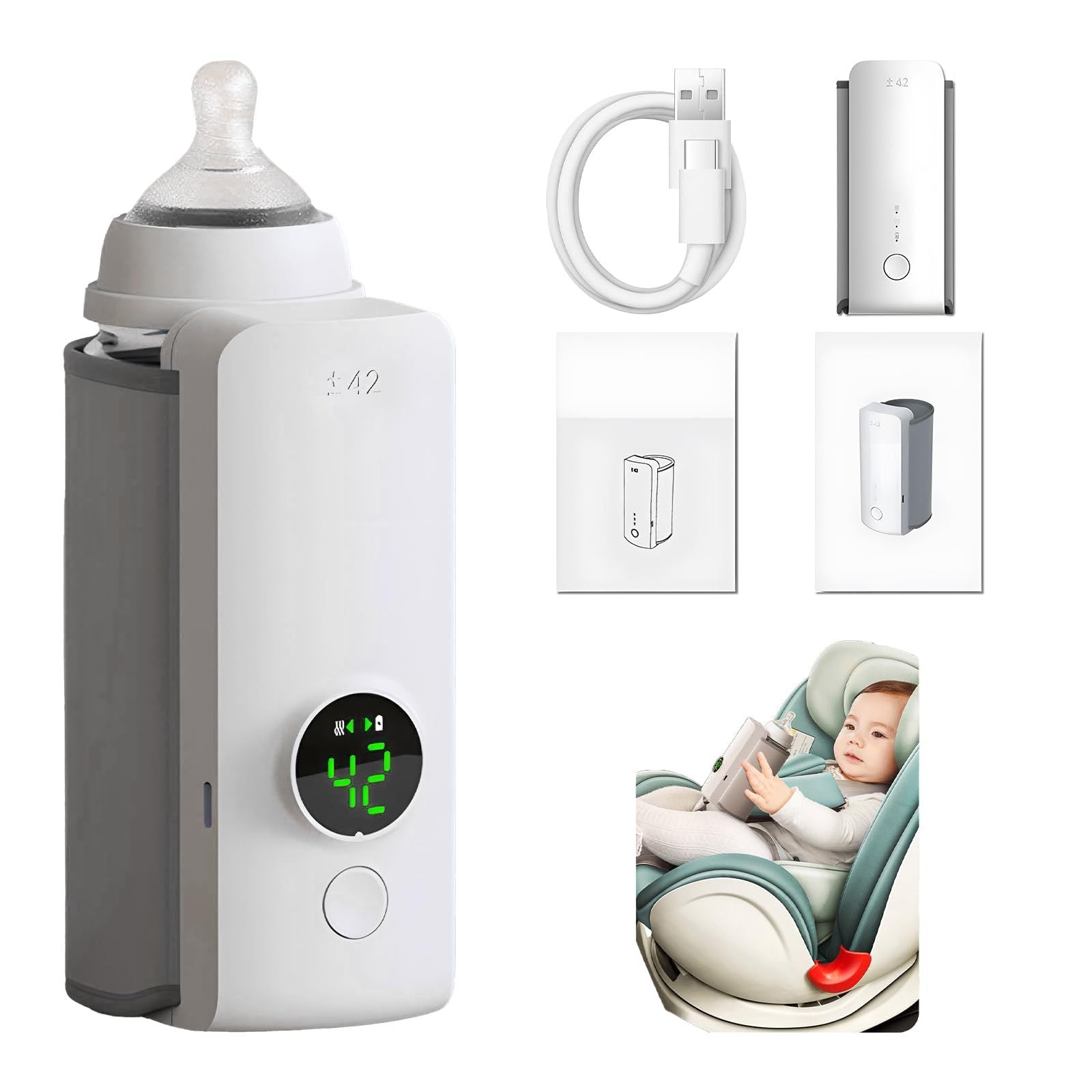 🍼 Portable Baby Bottle Warmer – Wireless USB Rechargeable Heating Bag CJ