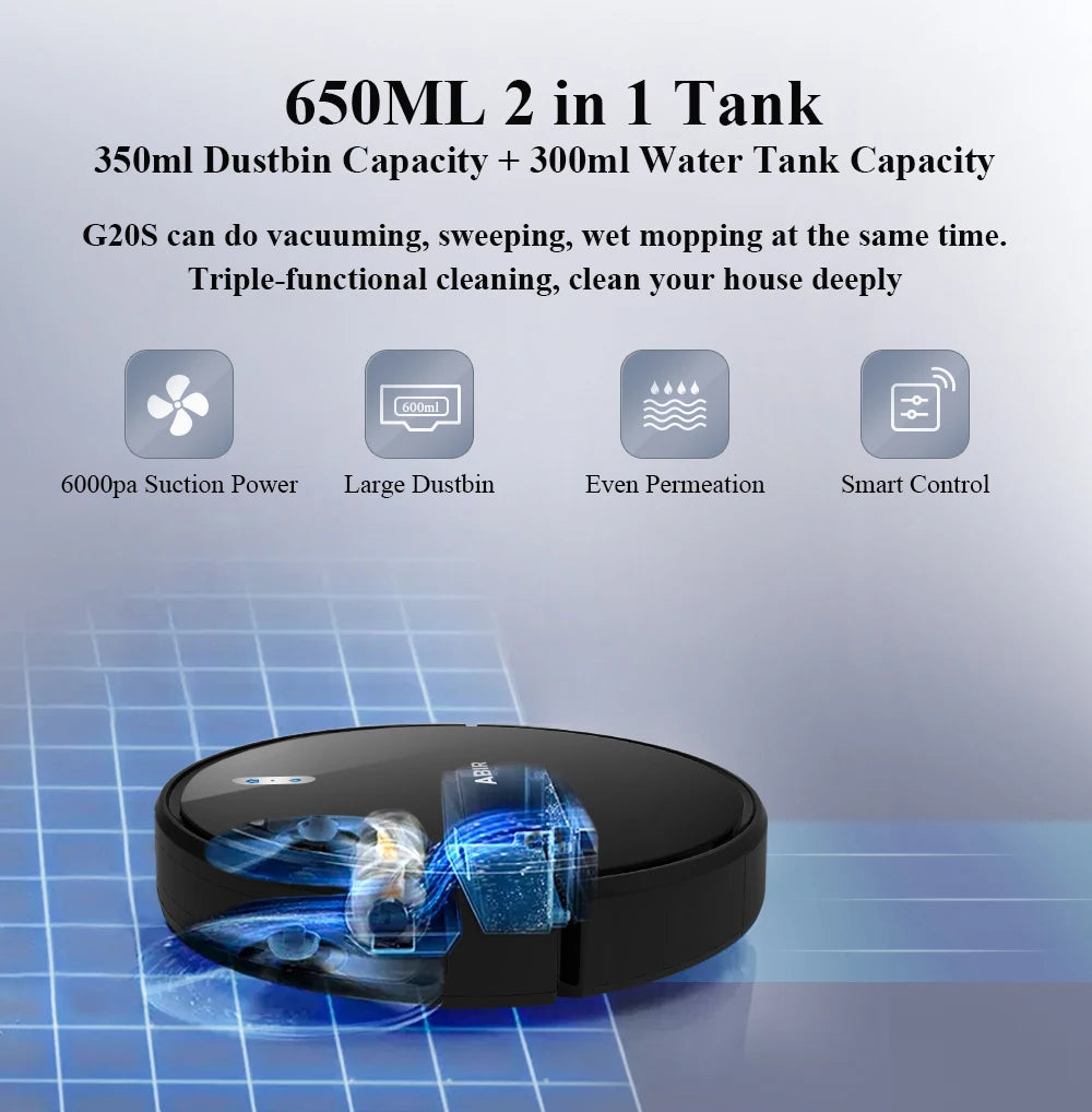 🤖 Robot Vacuum – 6000 Pa Suction, Wi‑Fi App & Dual Wet-Dry Mop - SmartPursue™