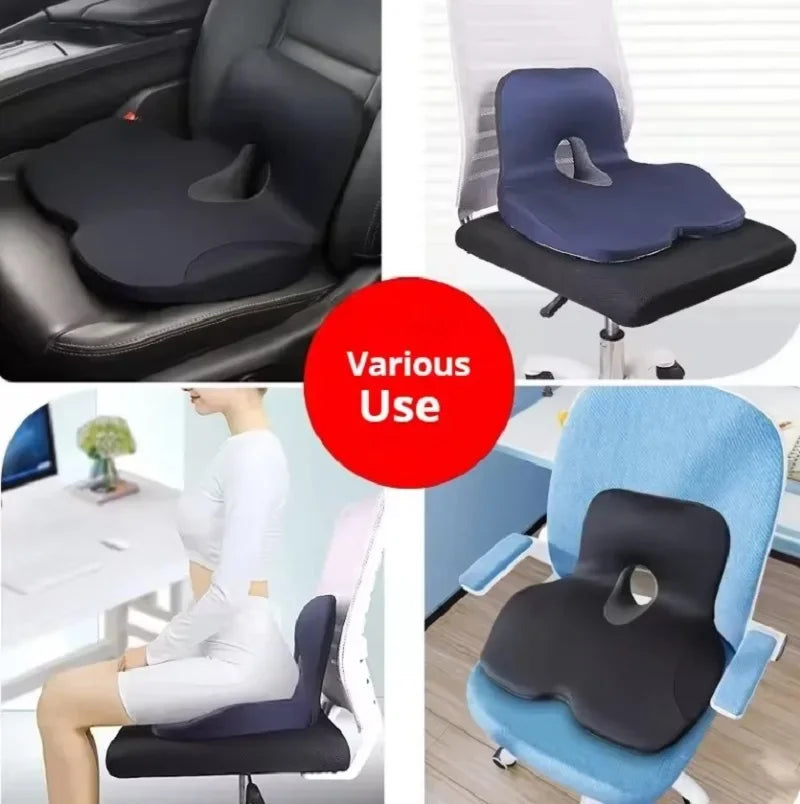 🪑 Memory Foam Seat Cushion & Back Support Pillow Set - SmartPursue™