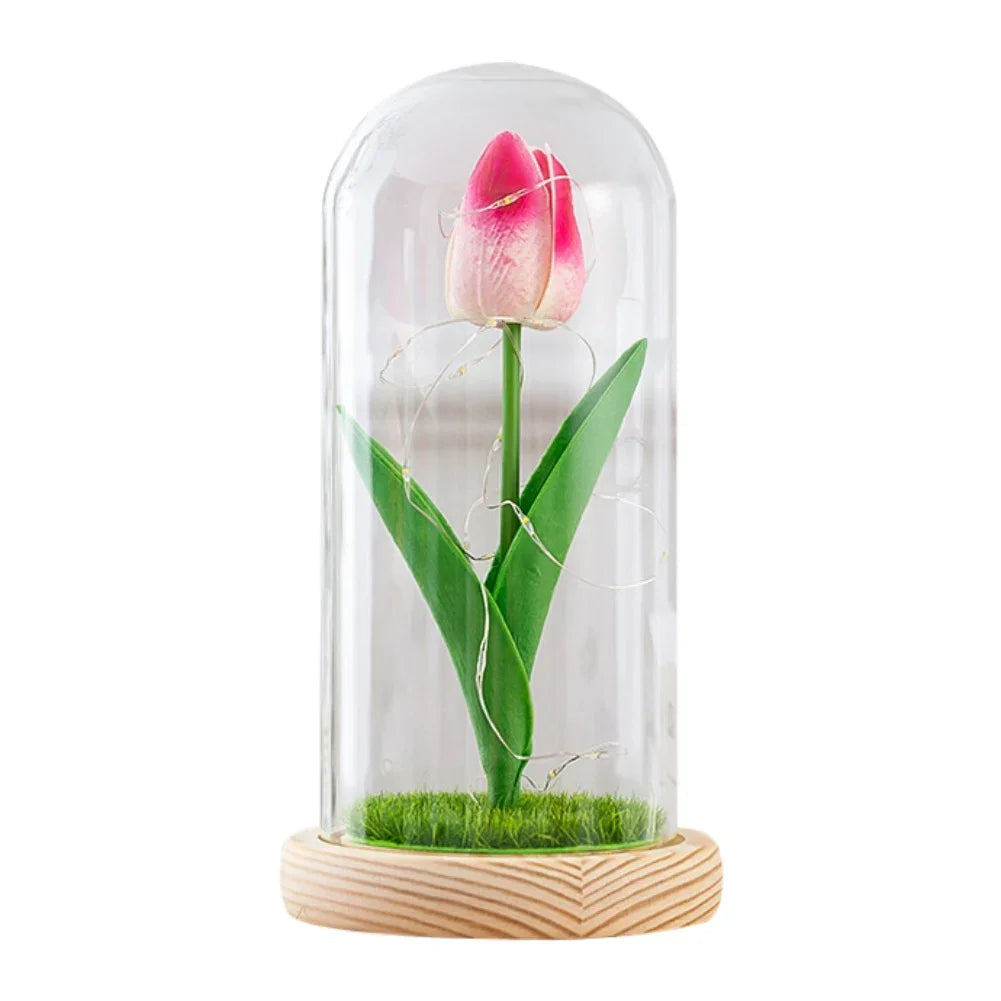 LED Glass Rose Tulip Ornament Fusion Gifts