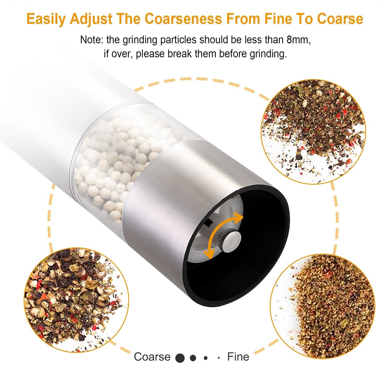 🧂 Electric Salt & Pepper Grinder – Adjustable Coarseness, Battery-Powered CJ US