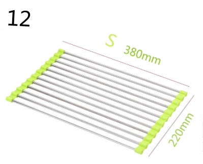 Folding Kitchen Drain Sink Rack – Stainless Steel Roll-Up Dish Drying Rack