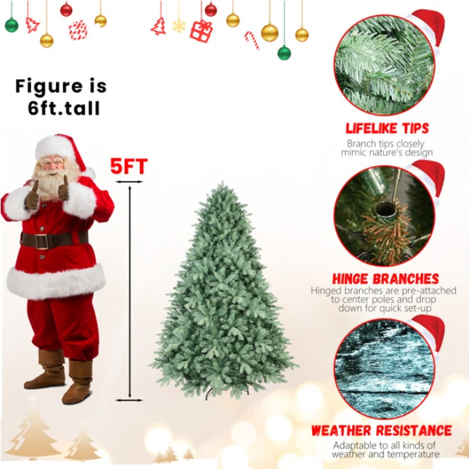 🎄 5FT Artificial Christmas Tree – Blue-Green Tint Holiday Decoration CJ US